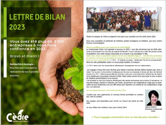 Lettre de bilan Cèdre 2023